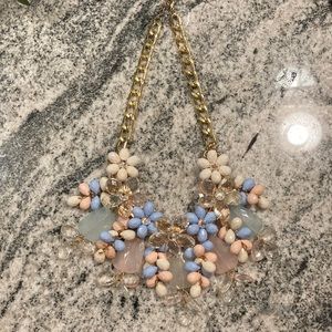 Pastel floral gold necklace